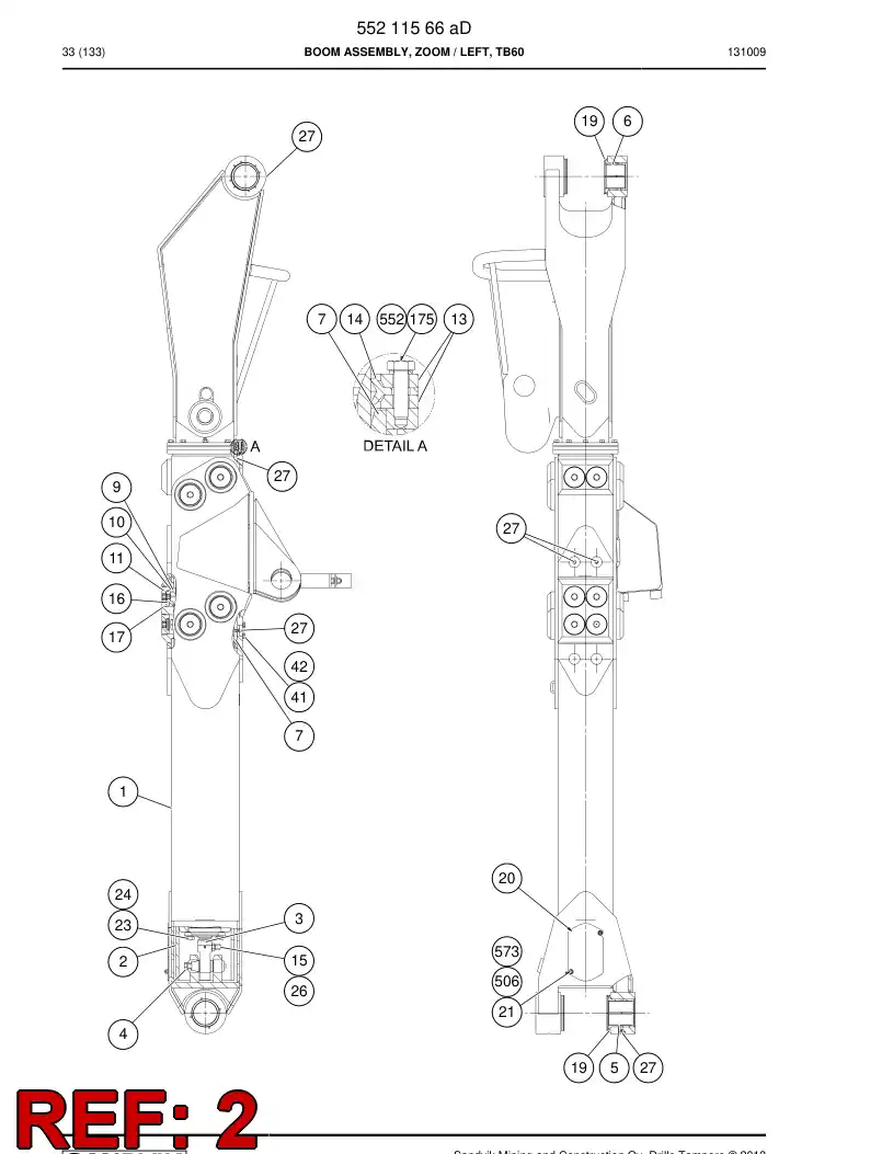 55065450c 550 654 50c Tube, Inner - Sandvik Technical Drawing