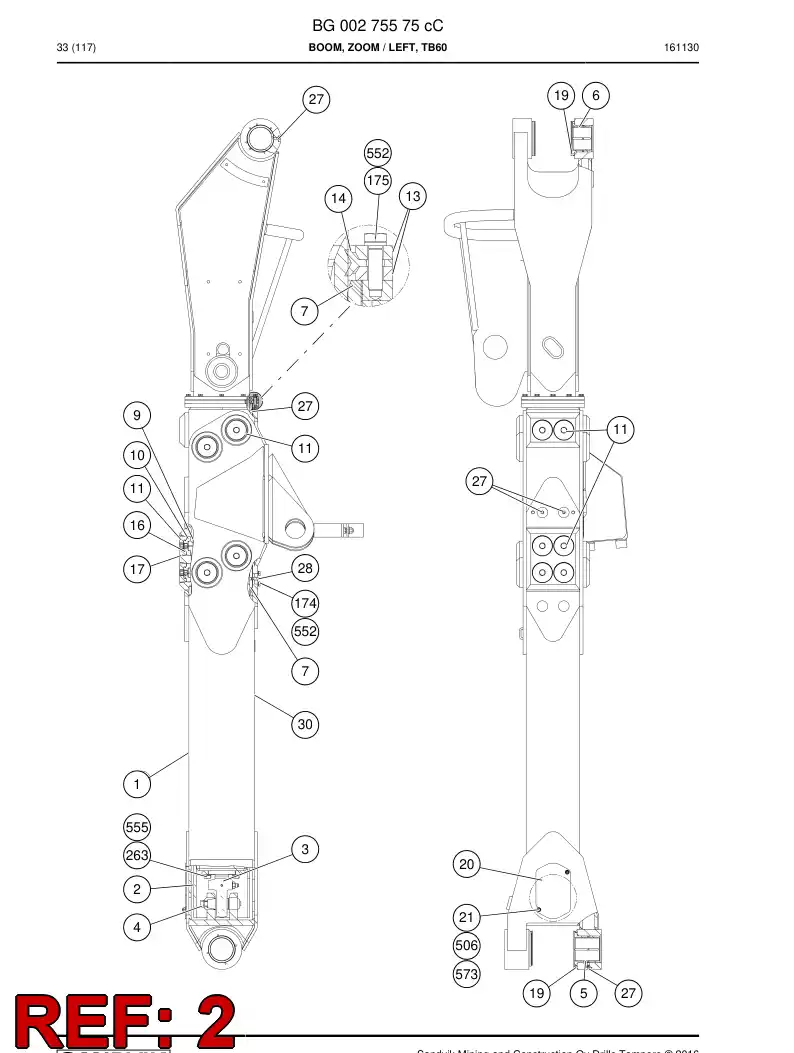 55065450e 550 654 50e Tube, Inner - Sandvik Technical Drawing