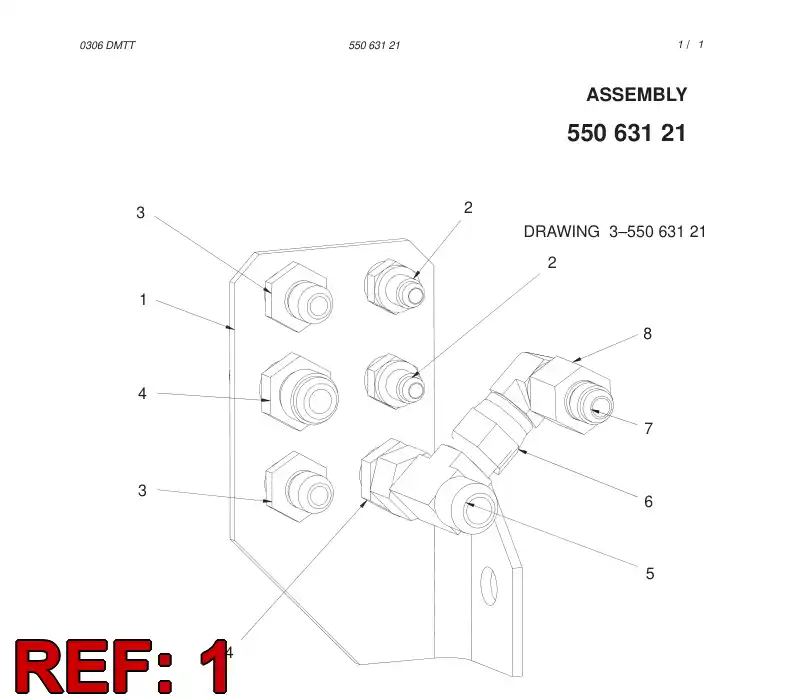 55065464 550 654 64 Cable entry plate - Sandvik Technical Drawing
