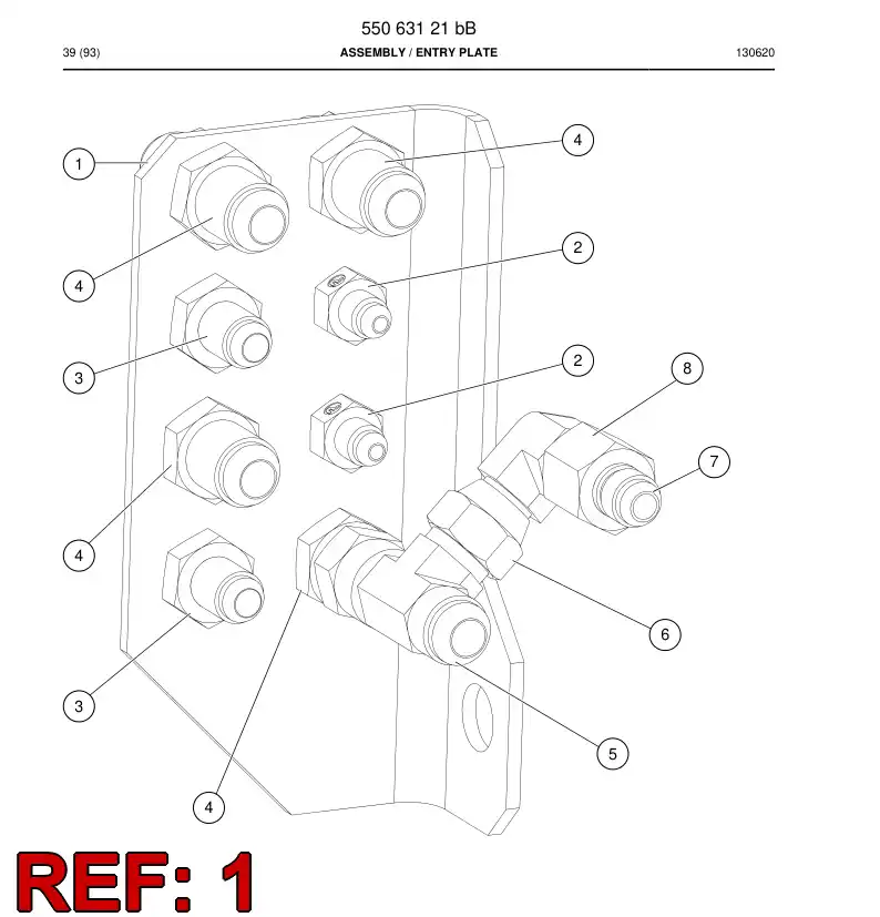 55065464b 550 654 64b Cable entry plate - Sandvik Technical Drawing