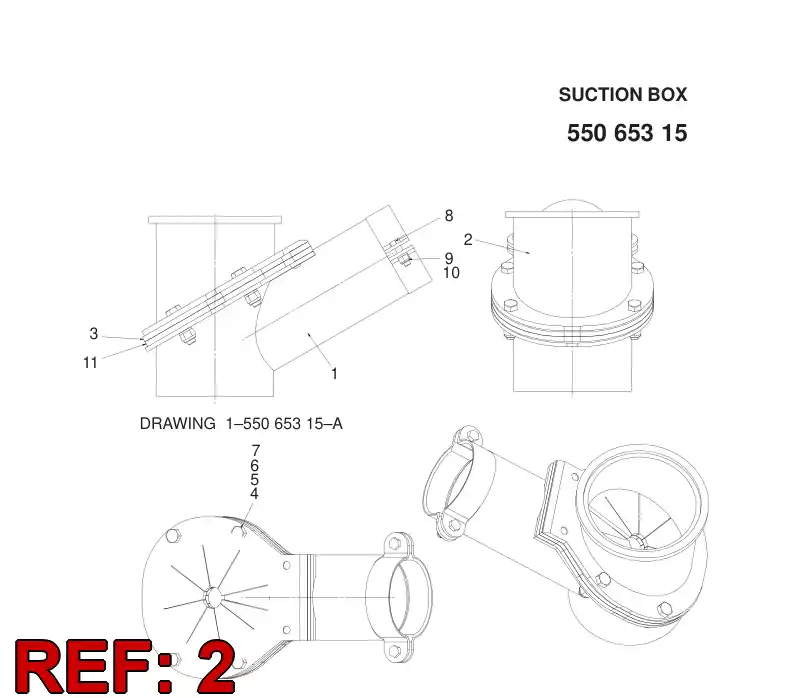 55065503 550 655 03 Suction box - Sandvik Technical Drawing