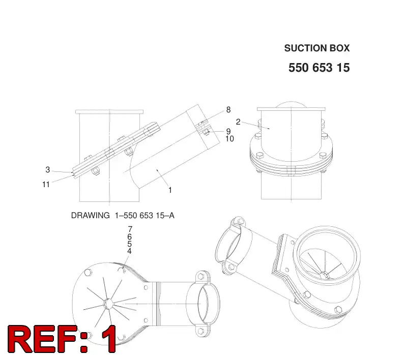 55065504 550 655 04 Suction box - Sandvik Technical Drawing