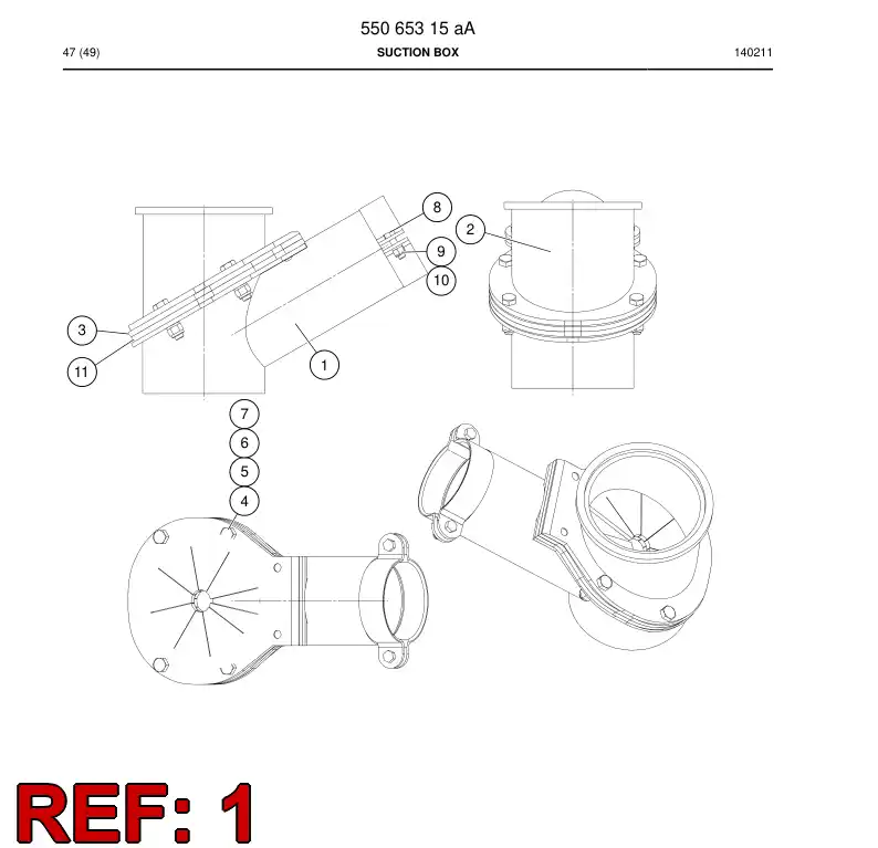 55065504b 550 655 04b Suction Box - Sandvik Technical Drawing