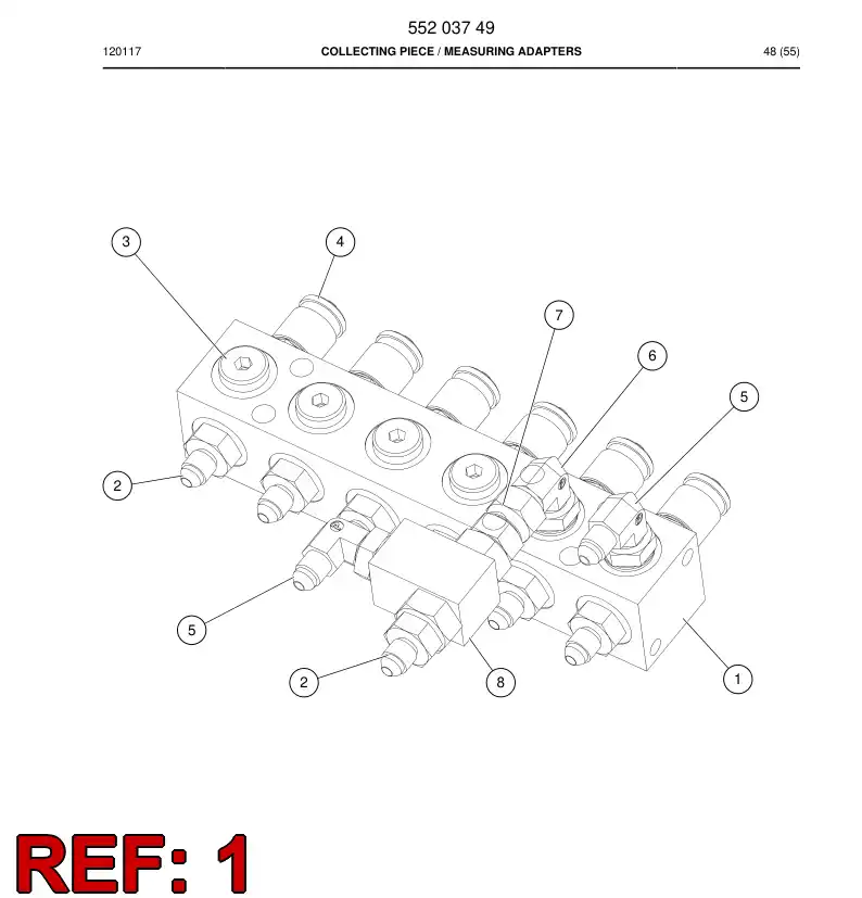 55065506 550 655 06 Lubrication fitting block - Sandvik Technical Drawing