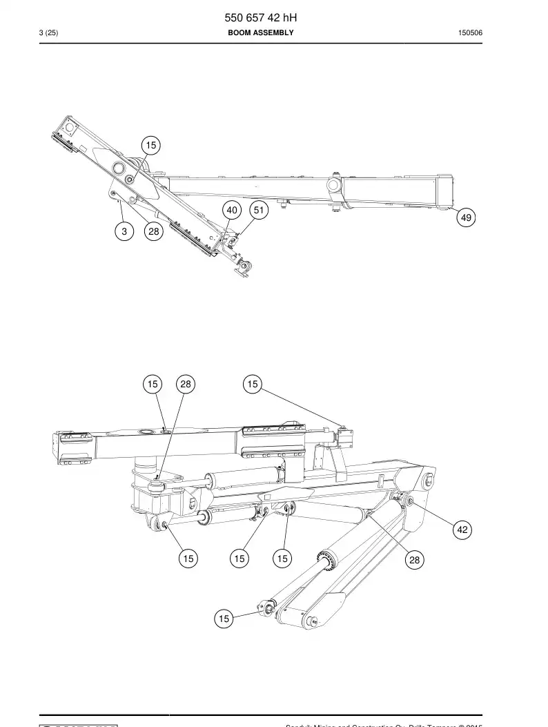 55065742h 550 657 42h Boom Assembly - Sandvik Technical Drawing