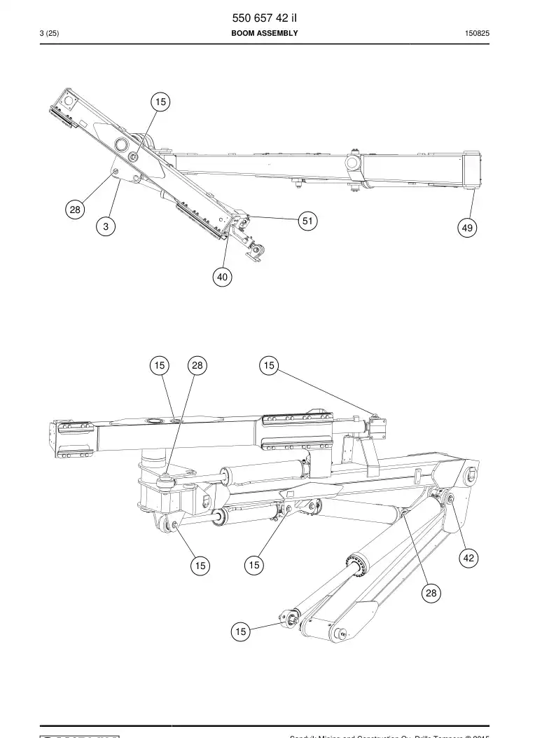 55065742i 550 657 42i Boom Assembly - Sandvik Technical Drawing