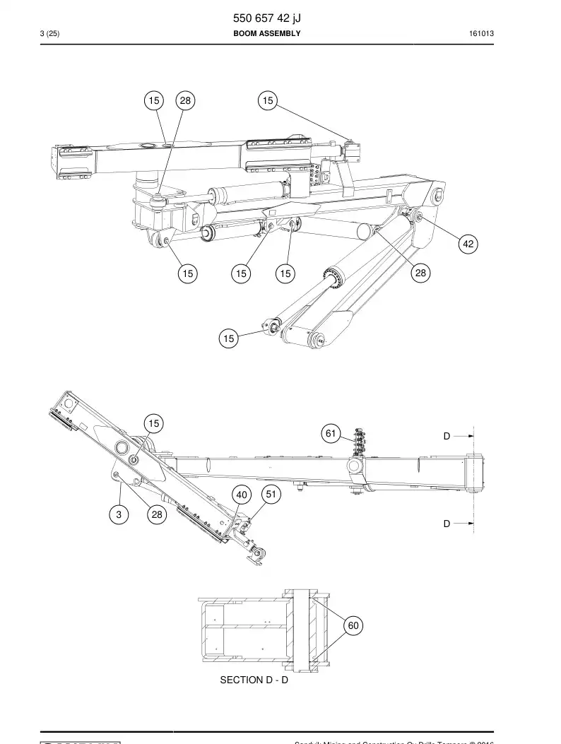 55065742j 550 657 42j Boom Assembly - Sandvik Technical Drawing