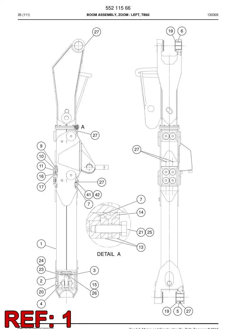 55065773f 550 657 73f Pipe Assembly - Sandvik Technical Drawing
