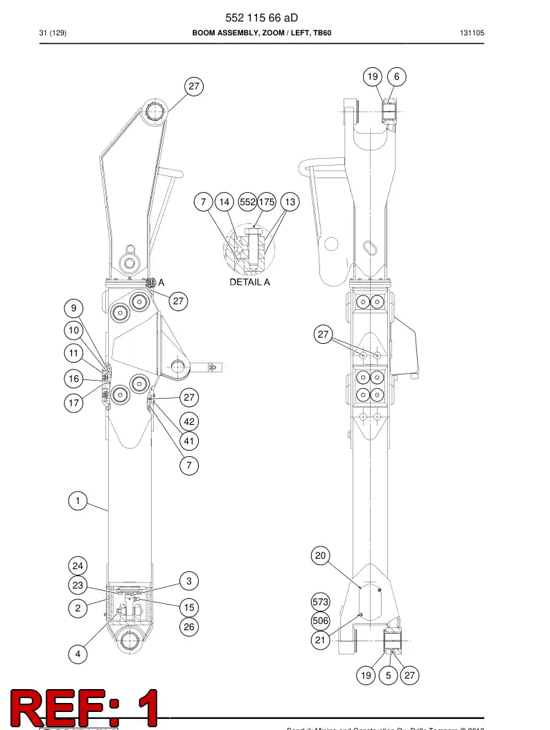 55065773g 550 657 73g Pipe Assembly - Sandvik Technical Drawing