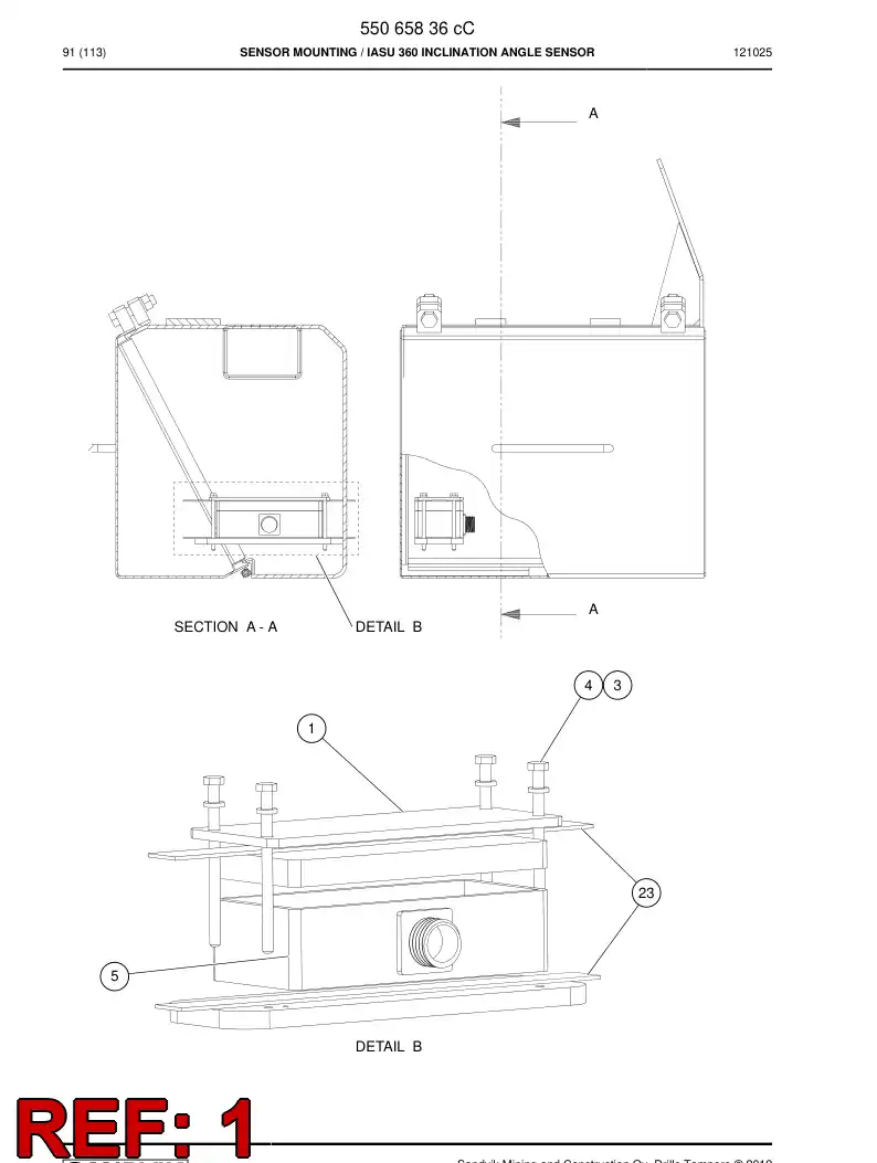 55065837 550 658 37 Mounting support - Sandvik Technical Drawing