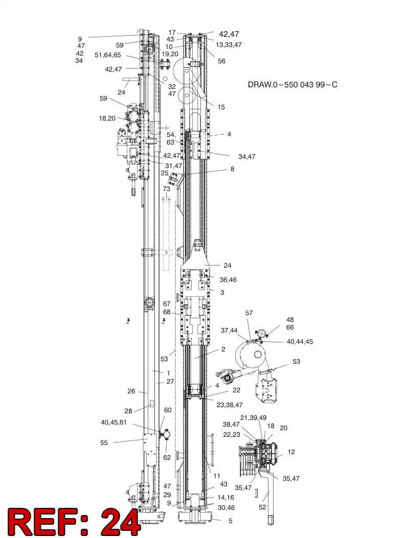 55065860 550 658 60 HOSE SUPPORT ASSEMBLY - Sandvik Technical Drawing