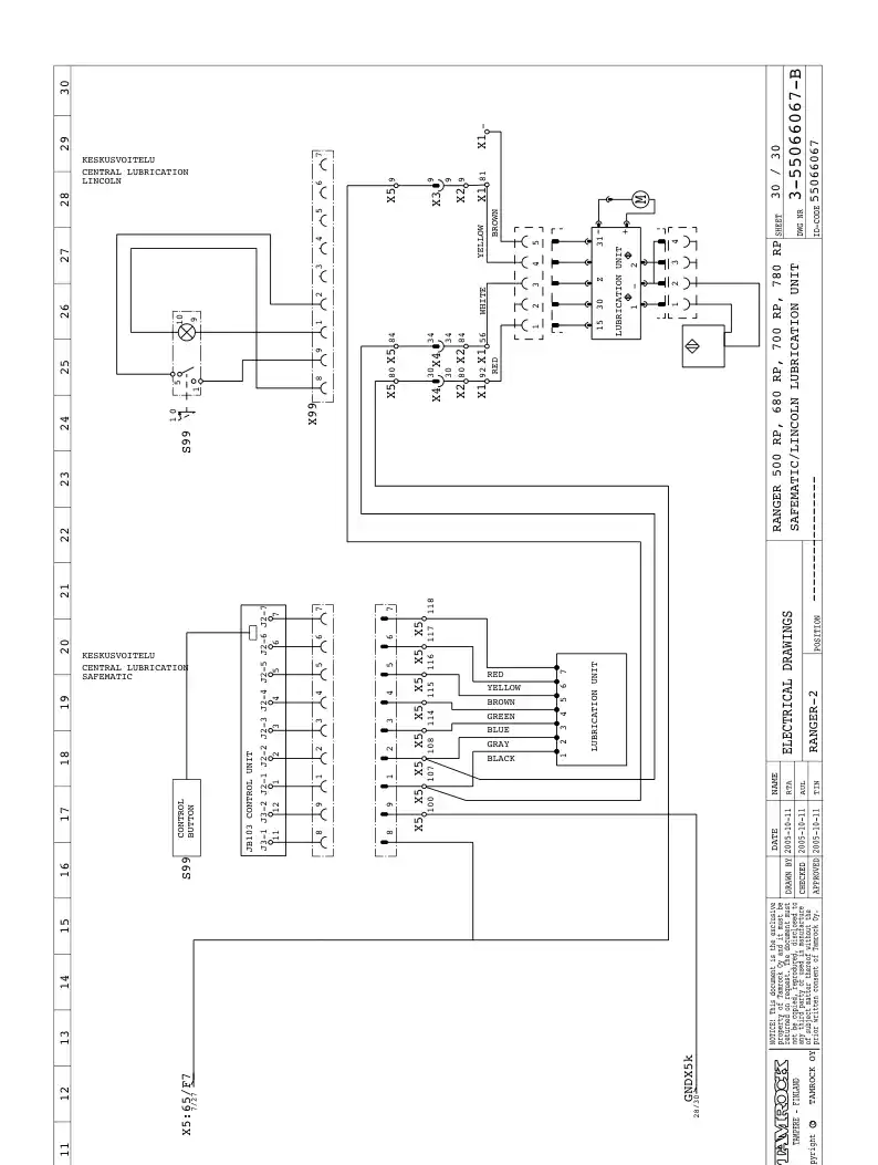 55066067B 550 660 67B ELECTRIC CIRCUIT DIAGRAM+PARTS - Sandvik Technical Drawing