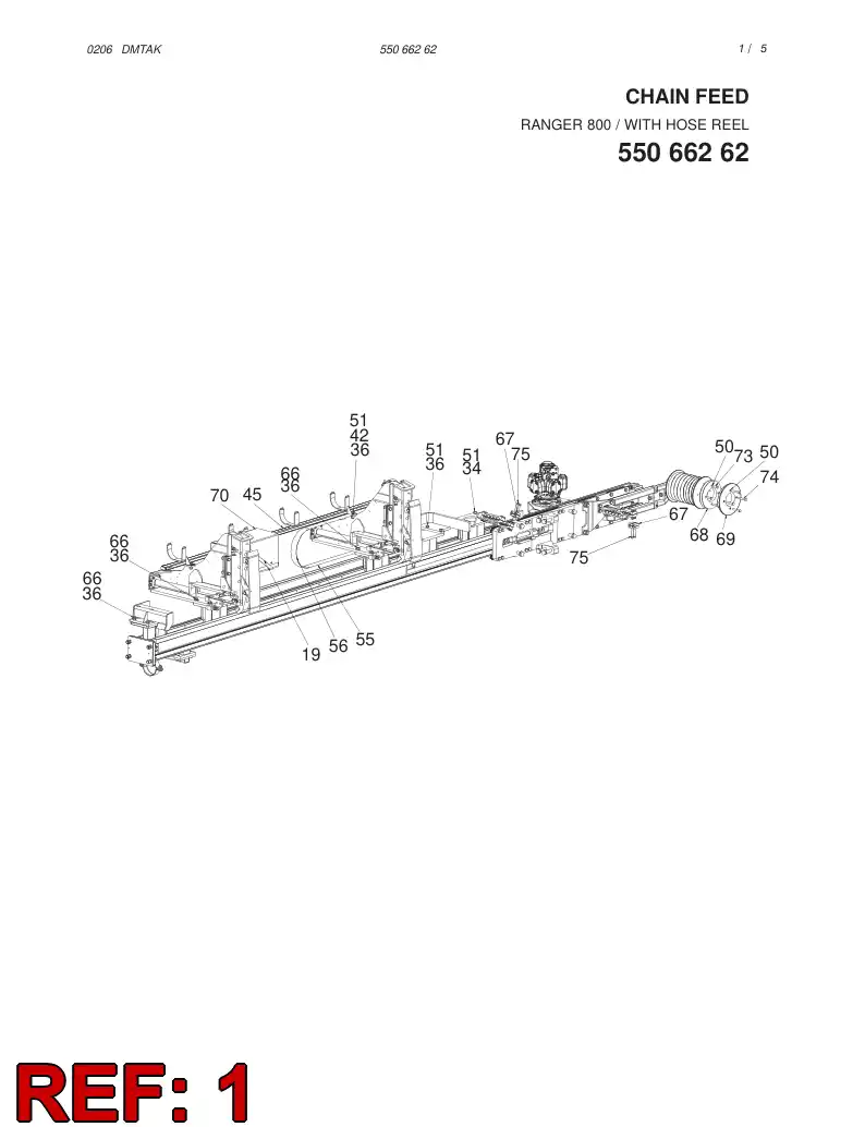 55066261 550 662 61 RAIL BEAM - Sandvik Technical Drawing