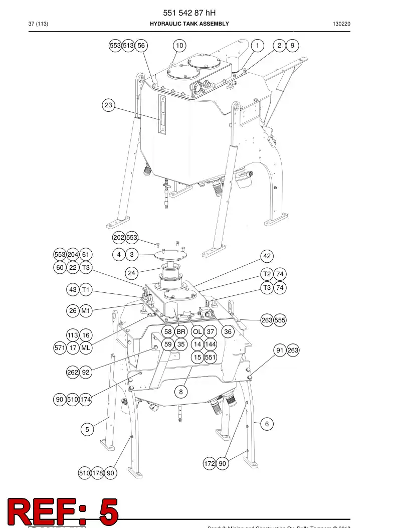 55066267b 550 662 67b Bracket - Sandvik Technical Drawing
