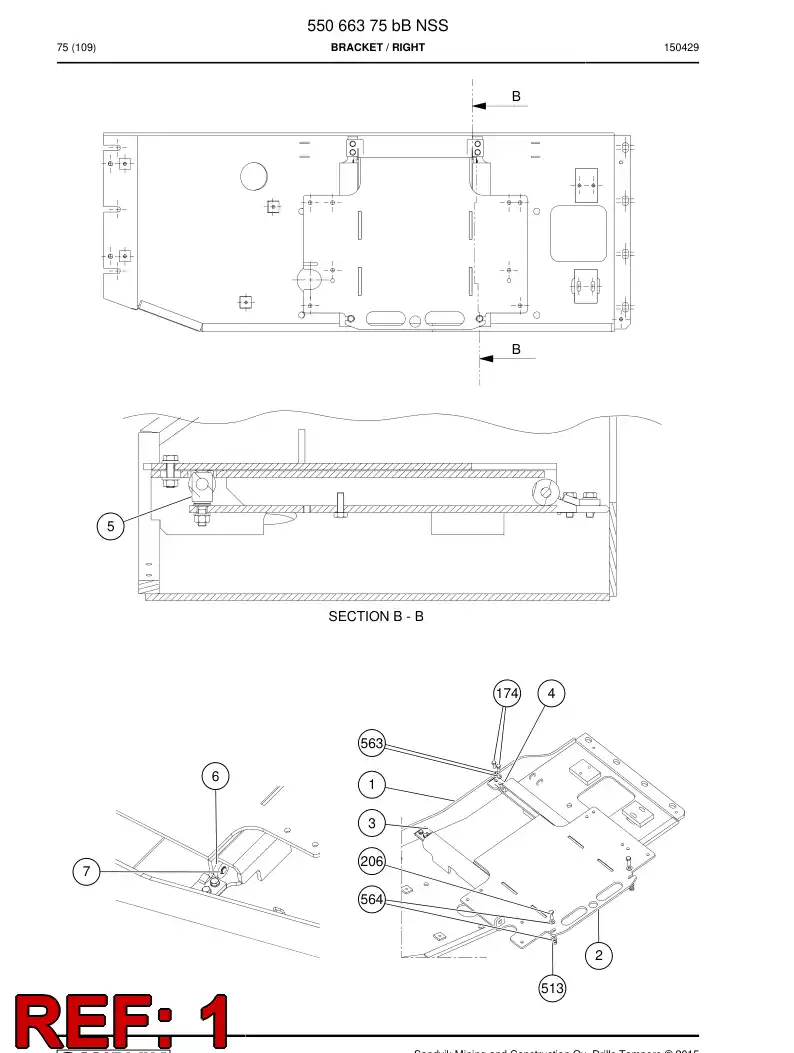 55066277c 550 662 77c Bracket - Sandvik Technical Drawing