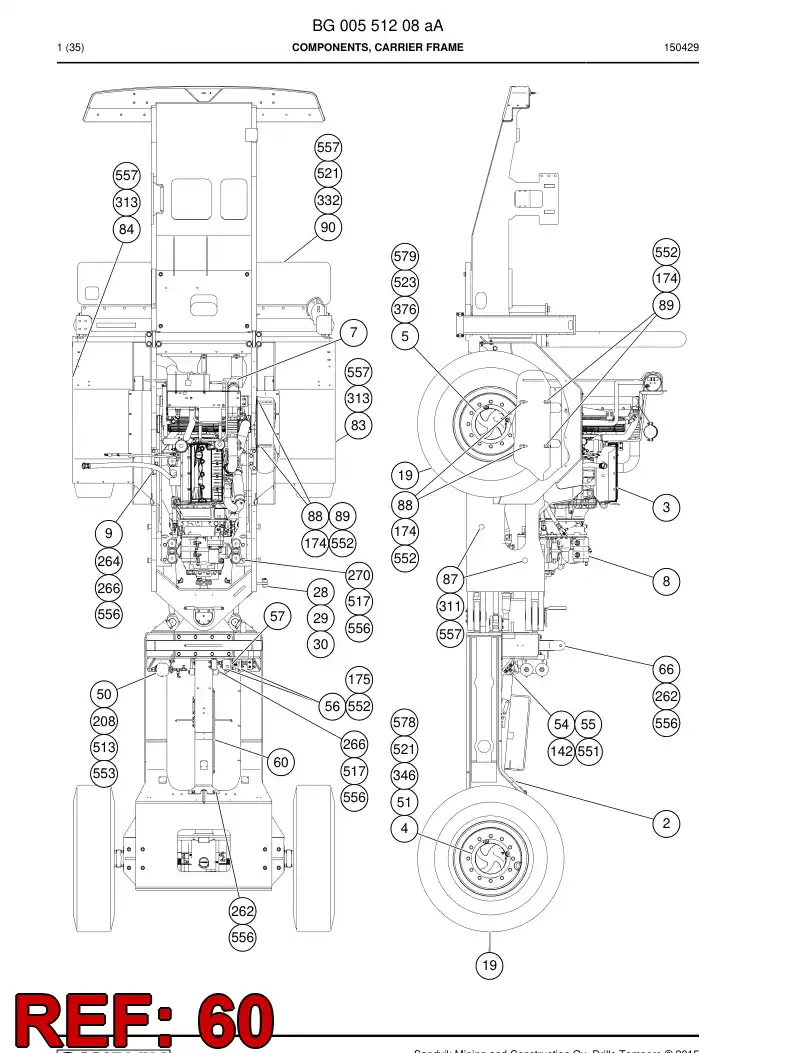 55066343a 550 663 43a Plate, Cover - Sandvik Technical Drawing