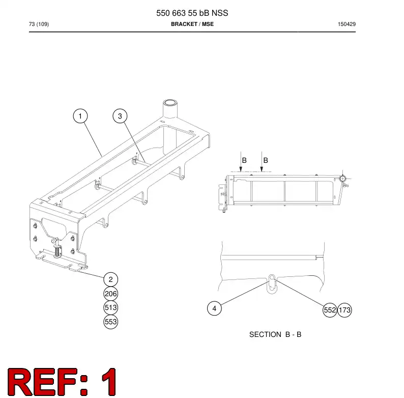 55066384d 550 663 84d Bracket - Sandvik Technical Drawing