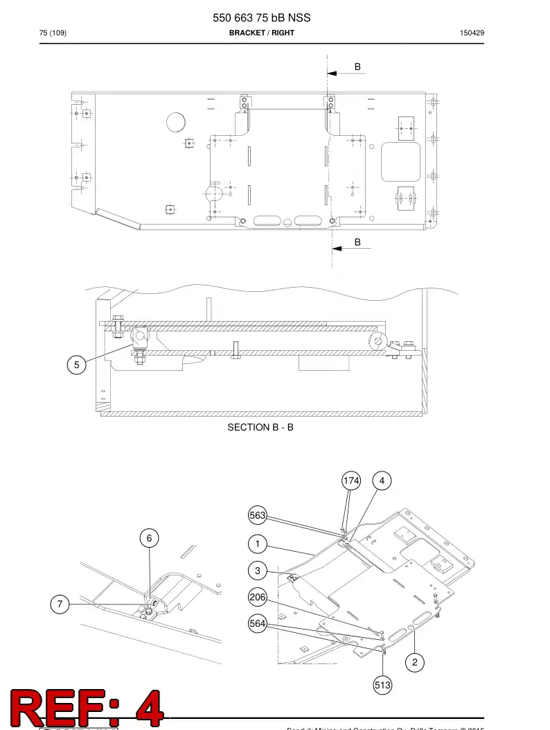 55066443 550 664 43 Plate - Sandvik Technical Drawing