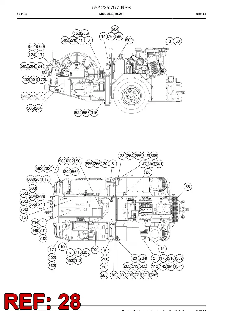 55066597a 550 665 97a Bracket, Mounting - Sandvik Technical Drawing