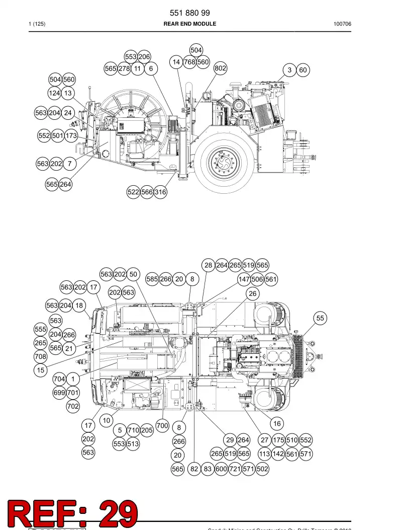 55066598a 550 665 98a Mounting bracket - Sandvik Technical Drawing