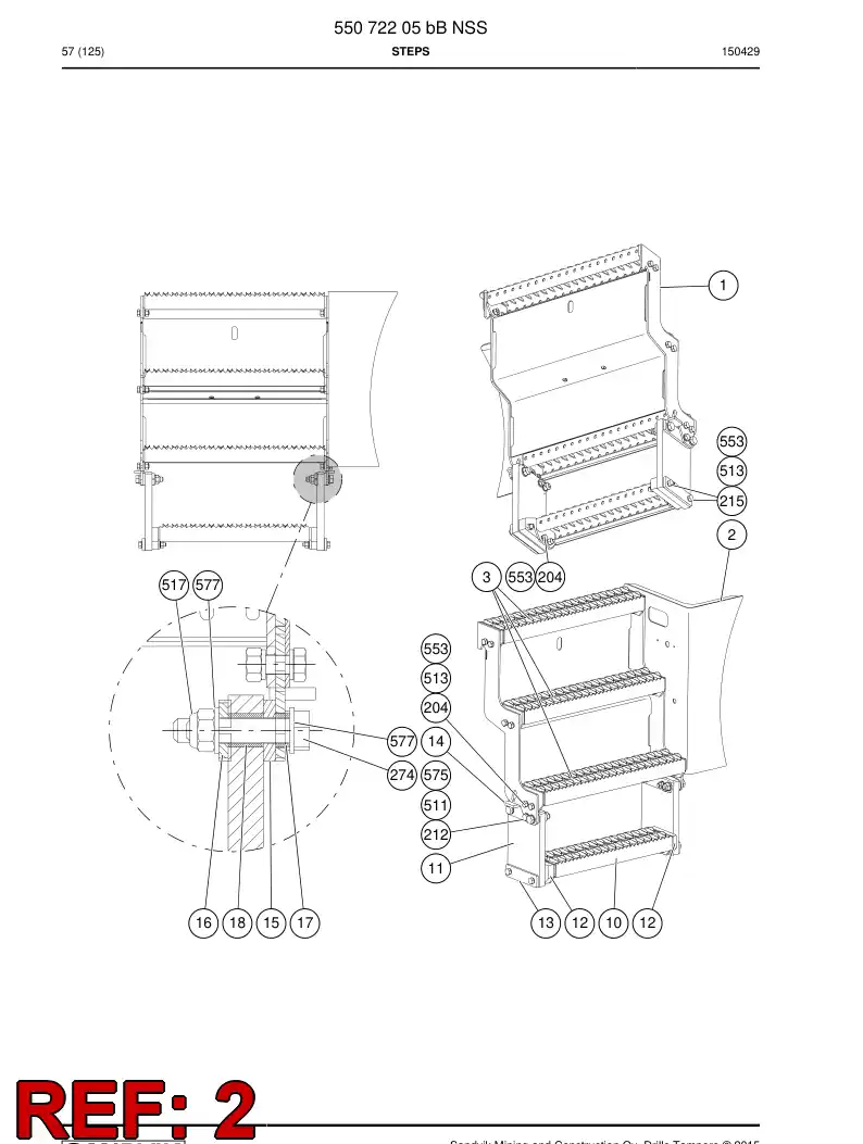 55066697 550 666 97 Plate, Cover - Sandvik Technical Drawing