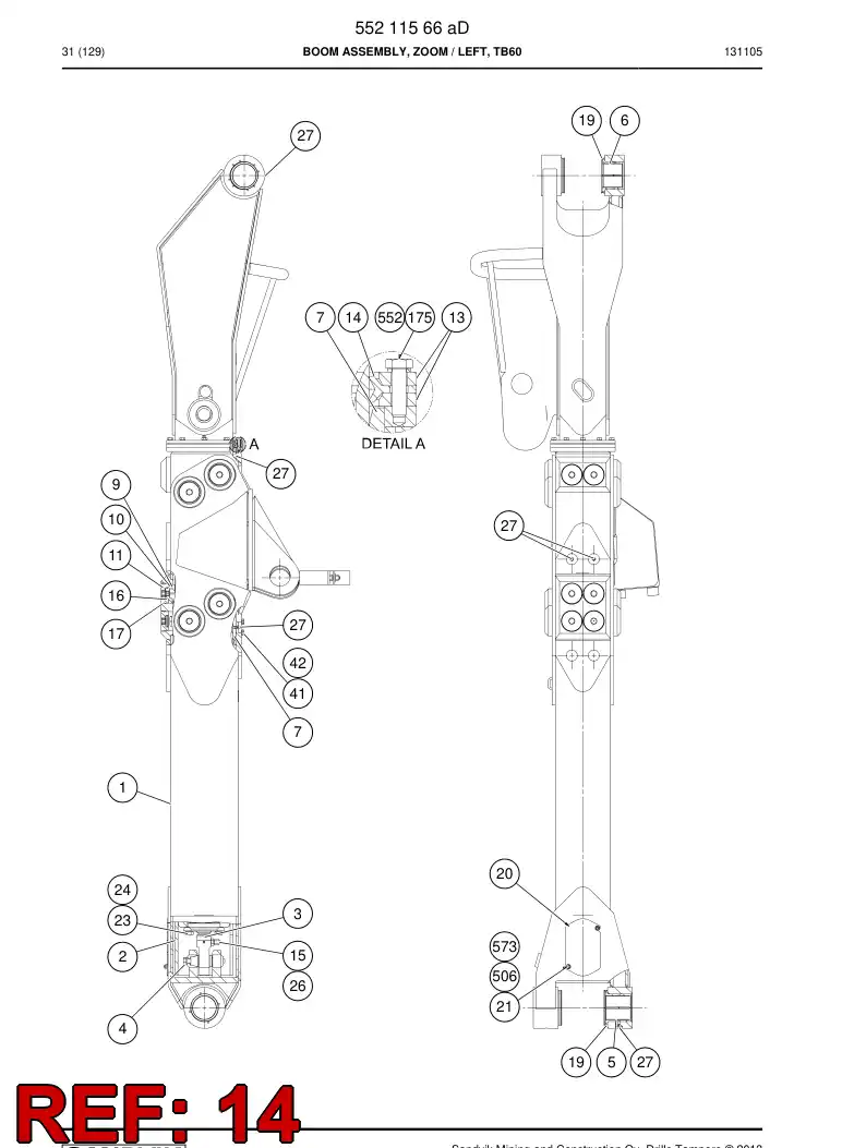 55066904 550 669 04 Wiper - Sandvik Technical Drawing