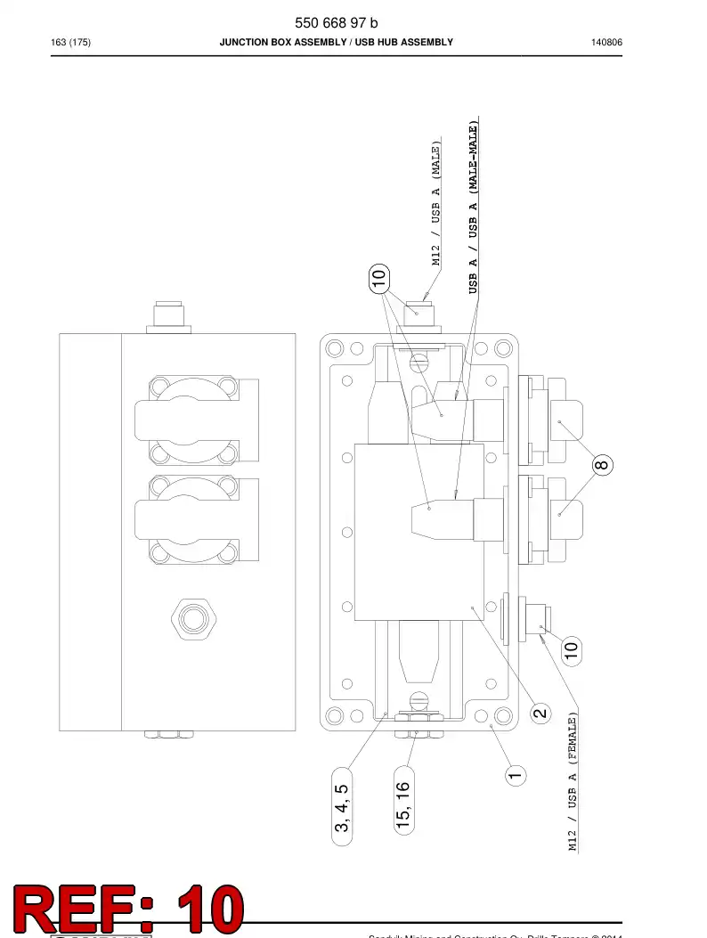 55066914 550 669 14 Cable Assembly - Sandvik Technical Drawing