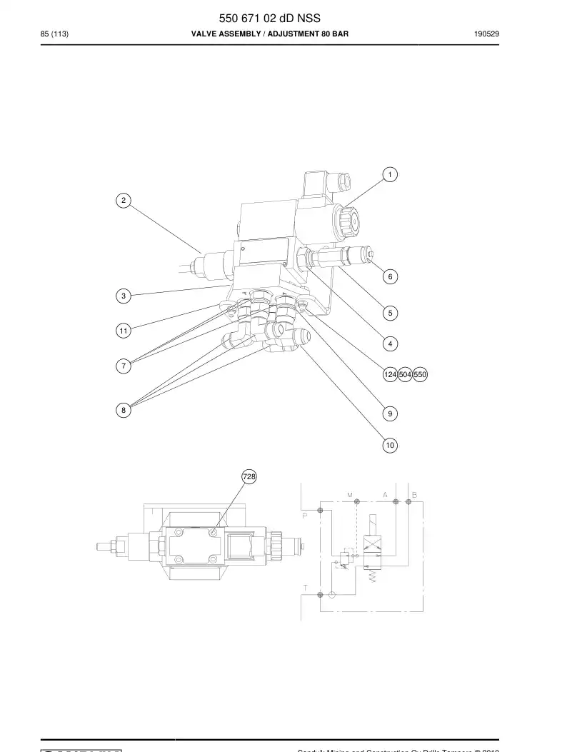 55067102d 550 671 02d Valve Assembly - Sandvik Technical Drawing