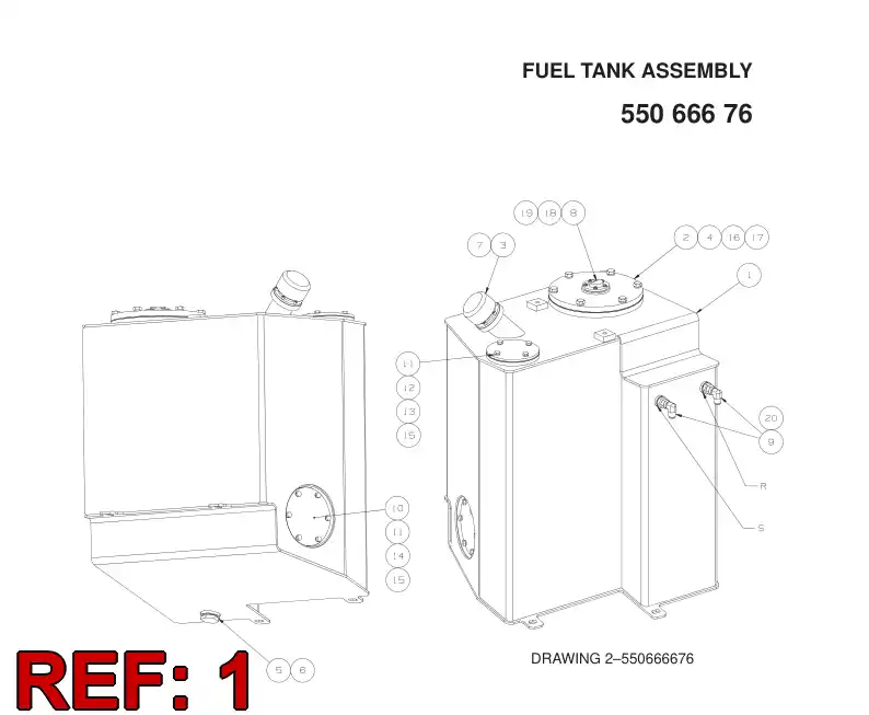 55067131 550 671 31 FUEL TANK - Sandvik Technical Drawing