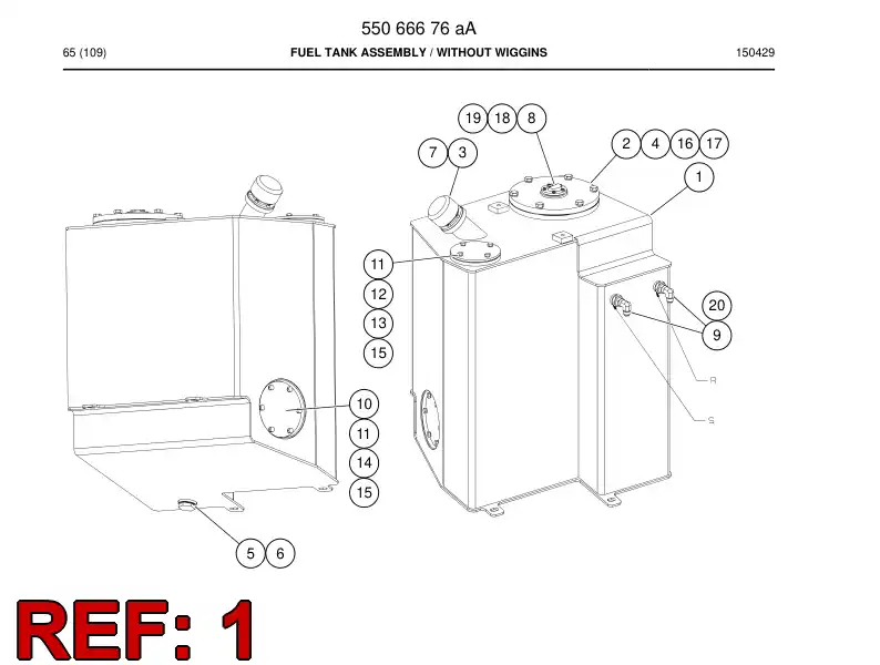 55067131a 550 671 31a Tank, Fuel - Sandvik Technical Drawing