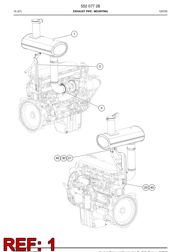55067282c 550 672 82c Exhaust piping - Sandvik Technical Drawing
