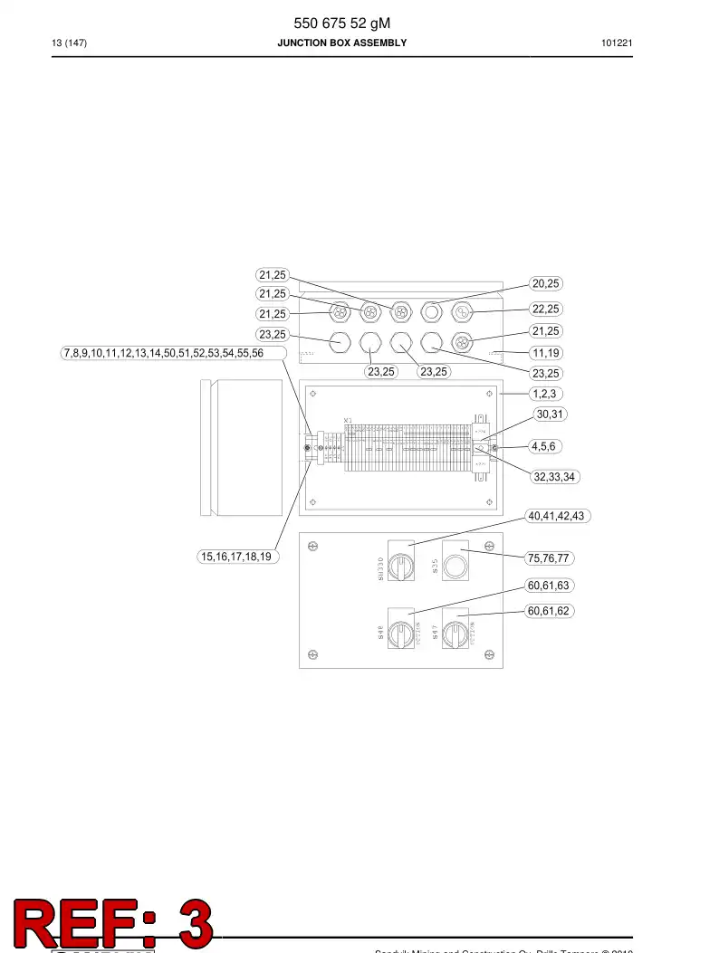 55067553a 550 675 53a Wiring instruction - Sandvik Technical Drawing