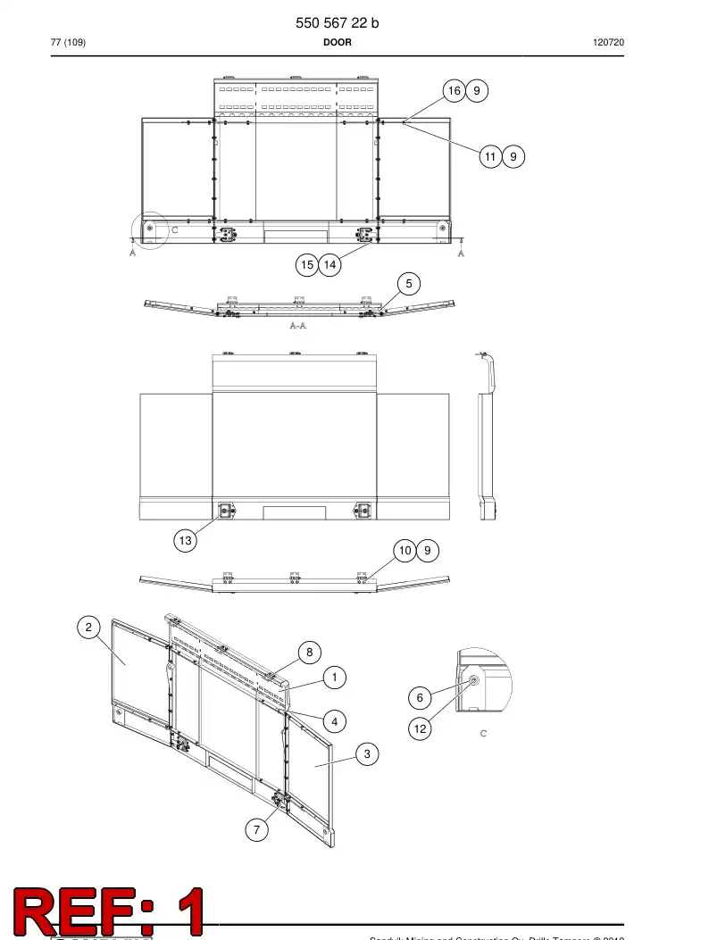 55067773 550 677 73 Door - Sandvik Technical Drawing