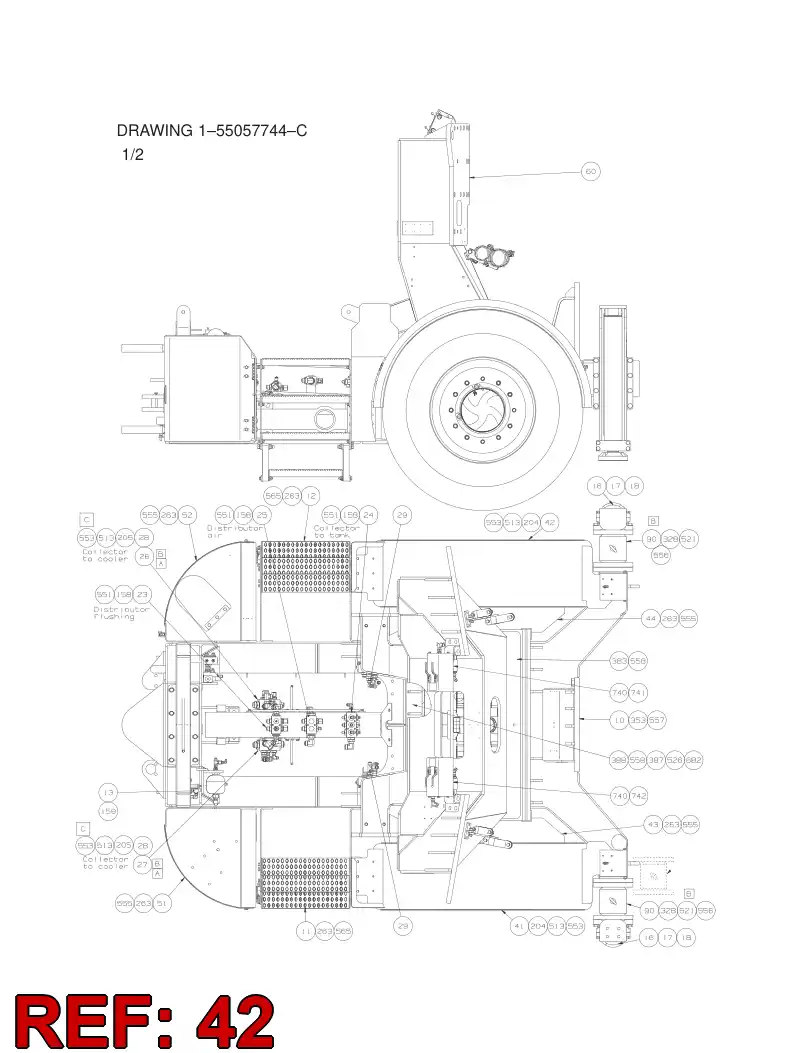 55068001 550 680 01 MUD GUARD ASSEMBLY - Sandvik Technical Drawing