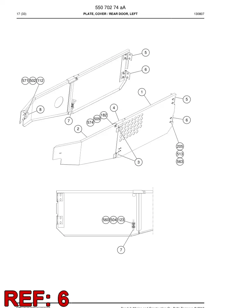 55068013c 550 680 13c Hinge - Sandvik Technical Drawing