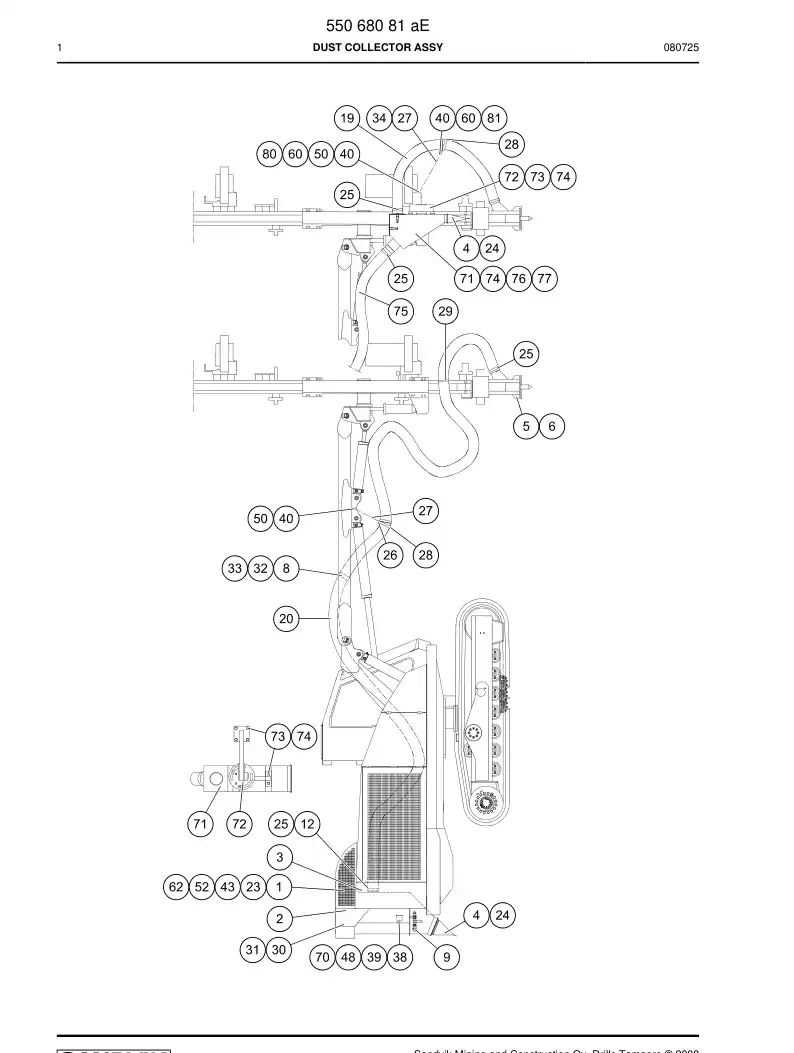 55068081a 550 680 81a DUST COLLECTOR ASSY - Sandvik Technical Drawing