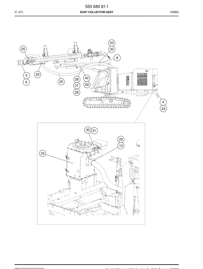 55068081f 550 680 81f Dust Collector Assembly - Sandvik Technical Drawing