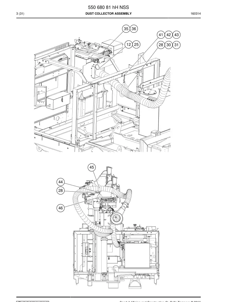 55068081h 550 680 81h Dust Collector Assembly - Sandvik Technical Drawing