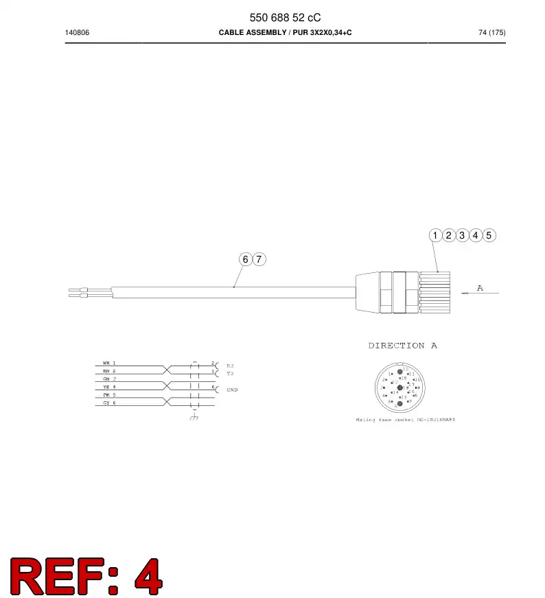 55068143 550 681 43 Connector, Crimp - Sandvik Technical Drawing