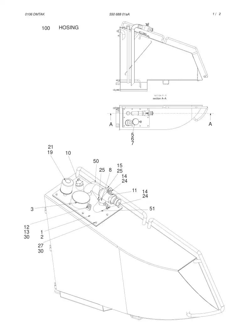 55068801aA 550 688 01aA FUEL FILLING DEVICE - Sandvik Technical Drawing