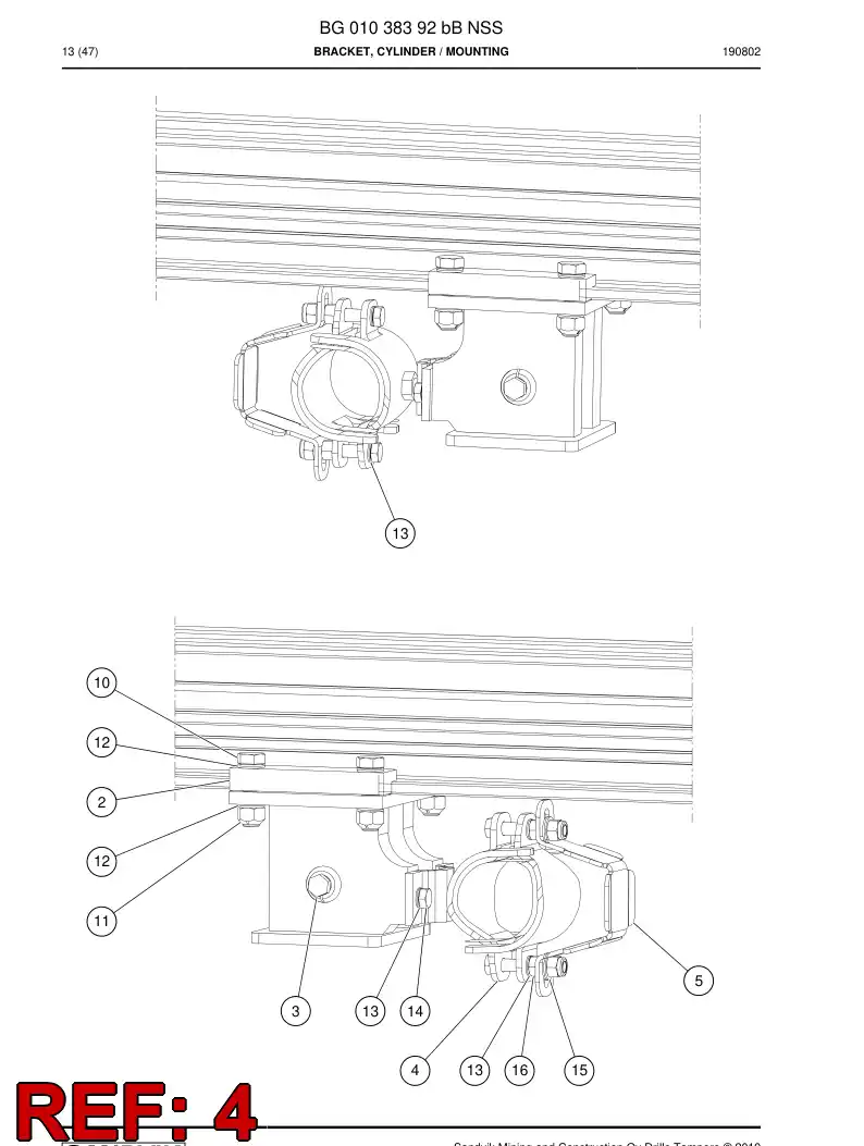 55068936 550 689 36 Support, Hose - Sandvik Technical Drawing