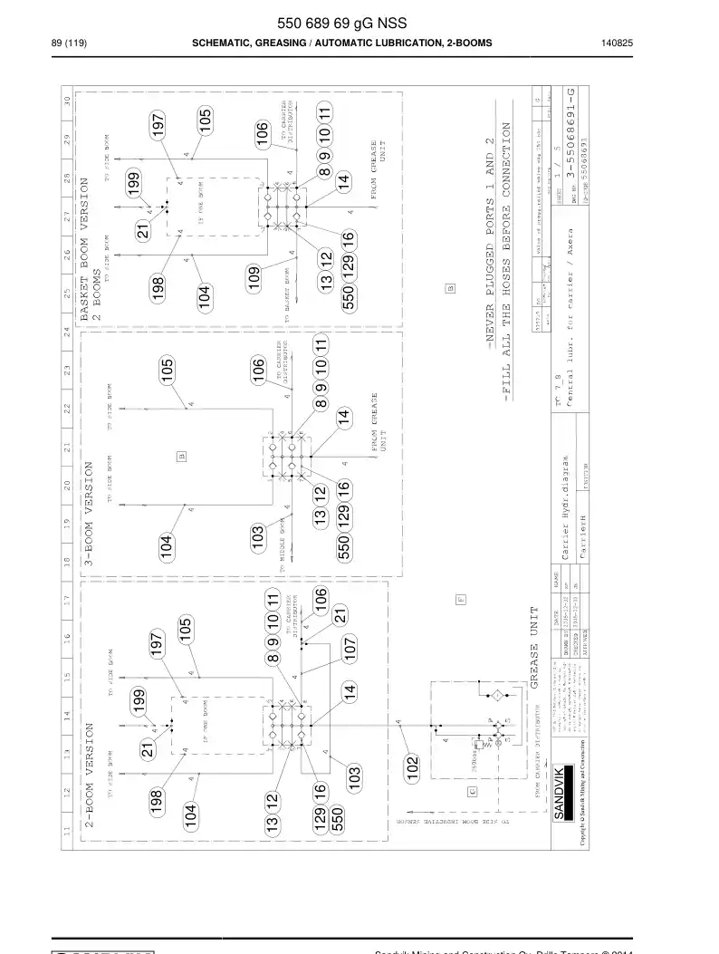 55068969g 550 689 69g Schematic, Greasing - Sandvik Technical Drawing