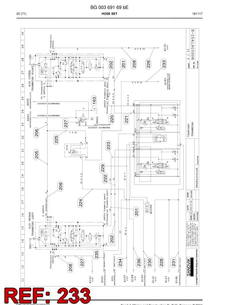 55069201a 550 692 01a Pipe - Sandvik Technical Drawing
