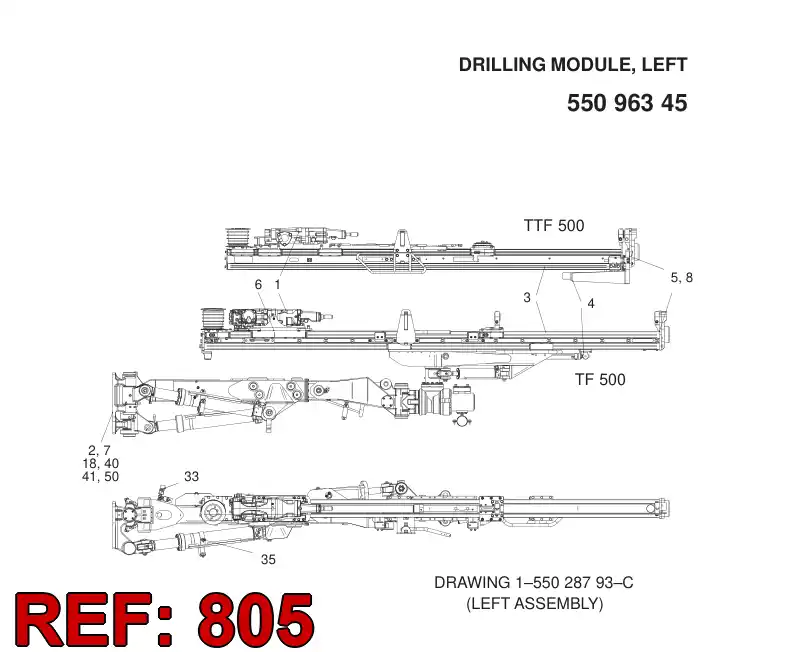55069218 550 692 18 HOSING, HYDRAULIC HOSES TB 90 - Sandvik Technical Drawing