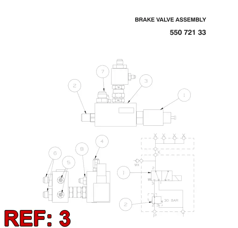 55069332 550 693 32 BRAKE VALVE - Sandvik Technical Drawing