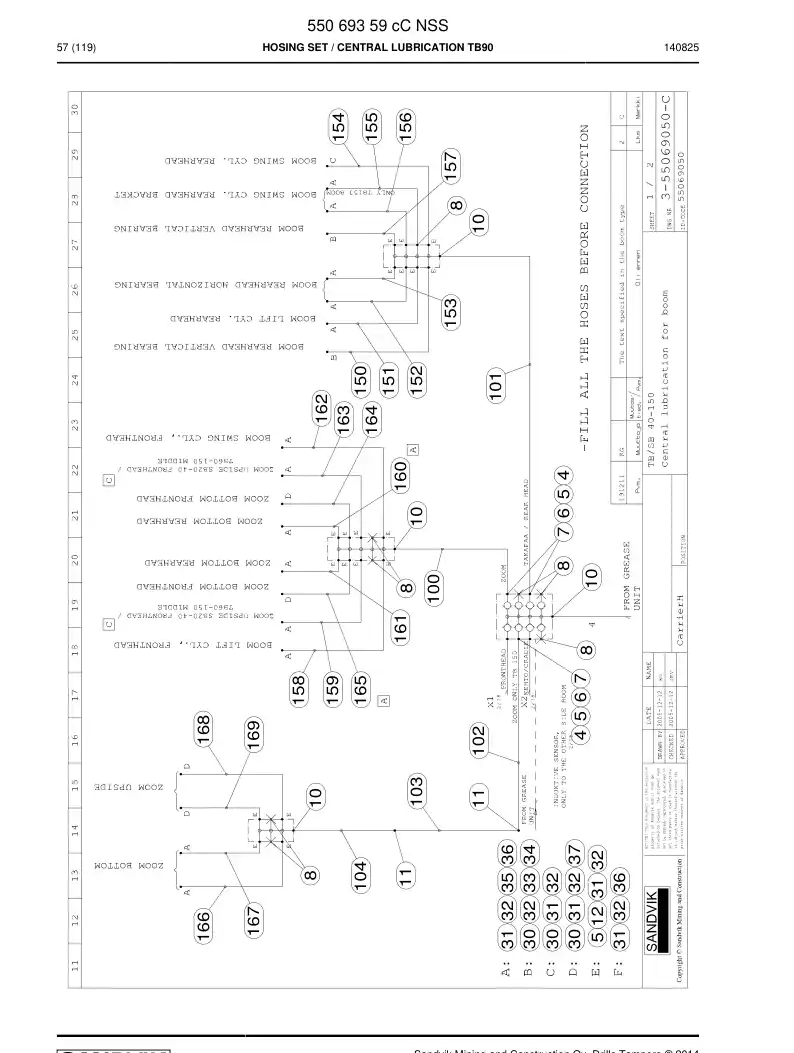 55069359c 550 693 59c Hosing Set - Sandvik Technical Drawing