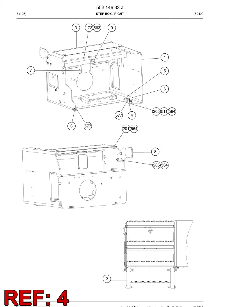55069377 550 693 77 Plate, Mounting - Sandvik Technical Drawing