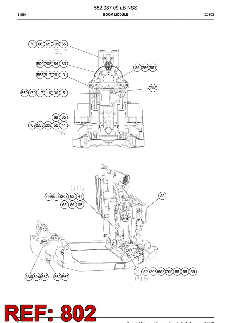 55069560 550 695 60 HOSING - Sandvik Technical Drawing