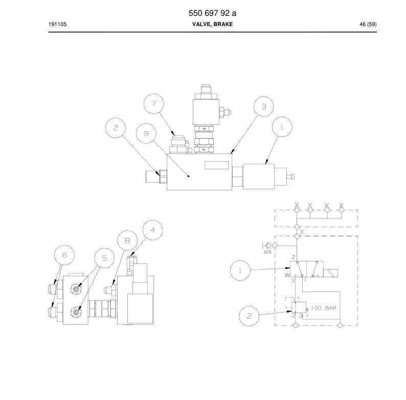 55069791b 550 697 91b Valve, Pressure Reducing - Sandvik Technical Drawing