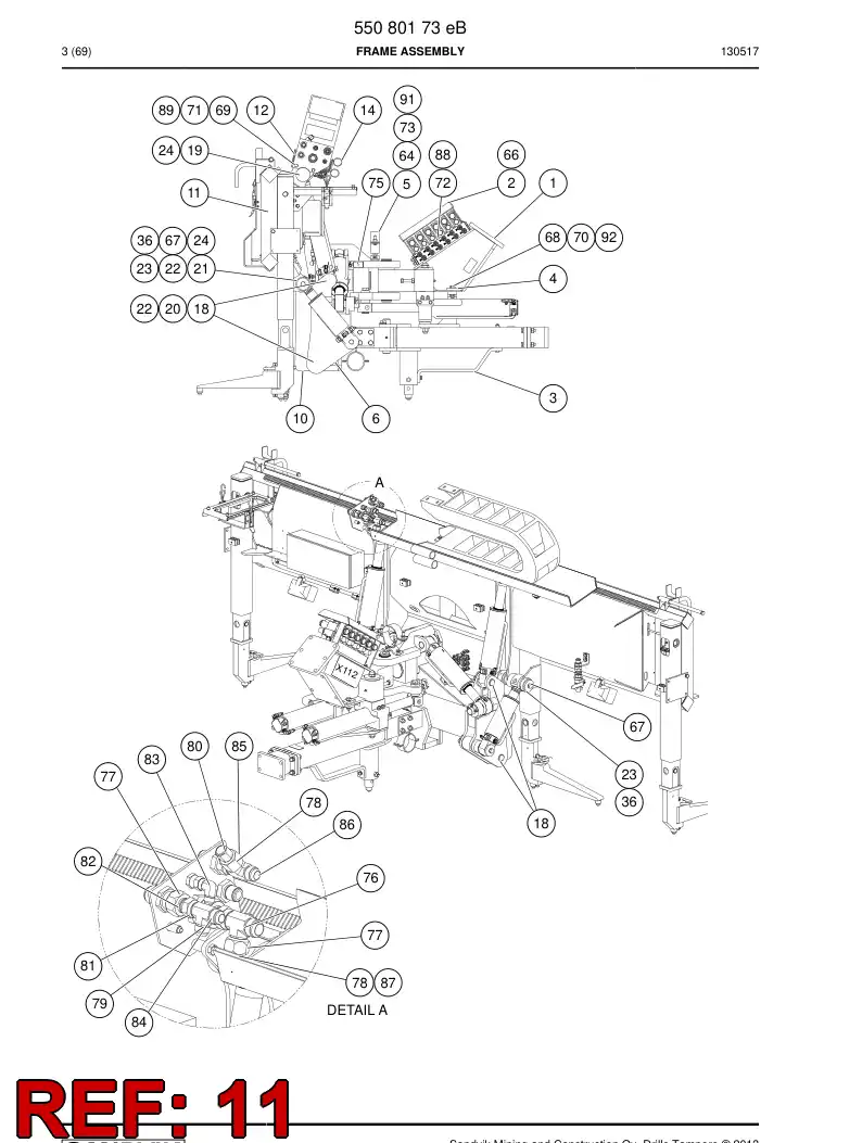 55069846a 550 698 46a Frame - Sandvik Technical Drawing